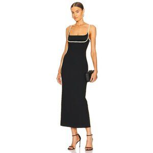 Paris Georgia Womens Dress in Black Leather Lime Small New Midi Cocktail